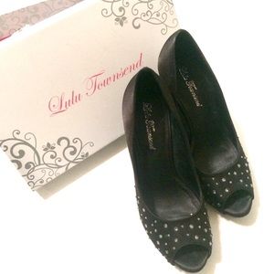 Black Satin Sparkle Heels
